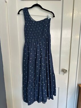 NWT One-Shoulder Navy Blue Floral Maxi Dress Maternity Size Medium